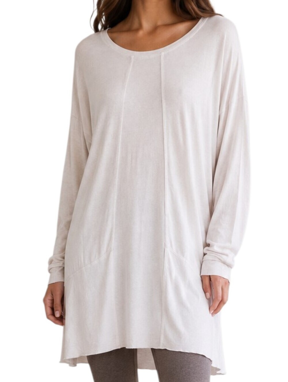 JAC Jacqueline Conoir Asymmetric Tunic Top Womens Medium White Boho